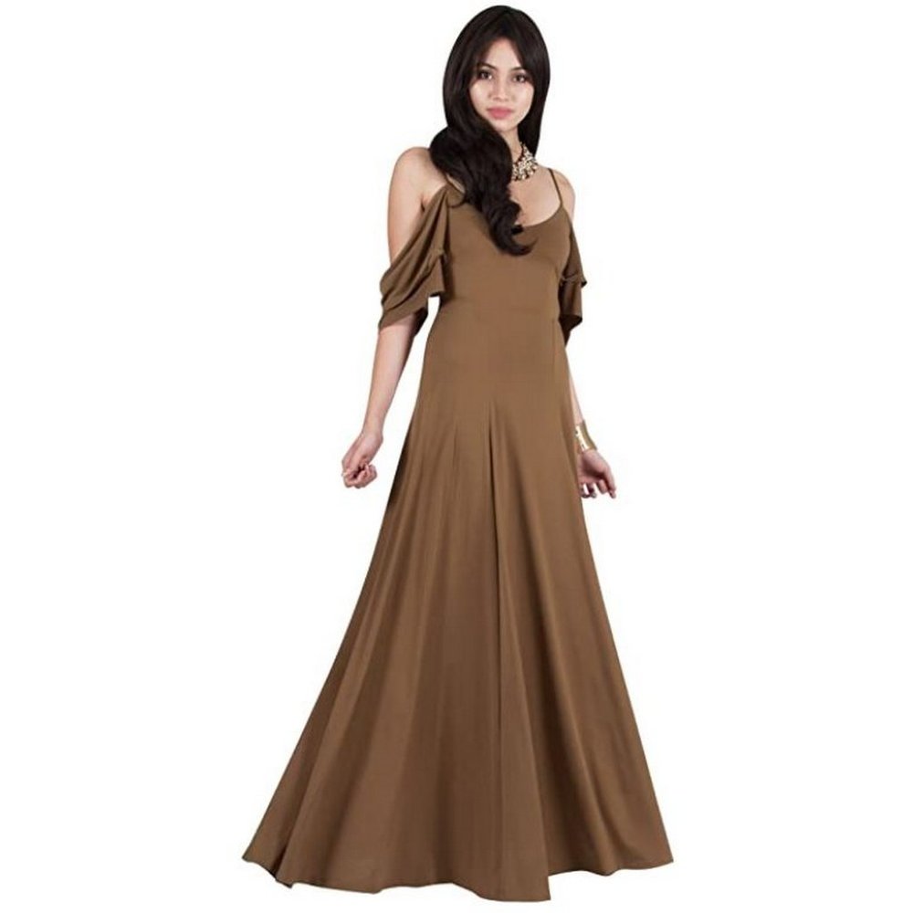 V-Neck Short Sleeve Sexy Cold Shoulder Maxi Dress